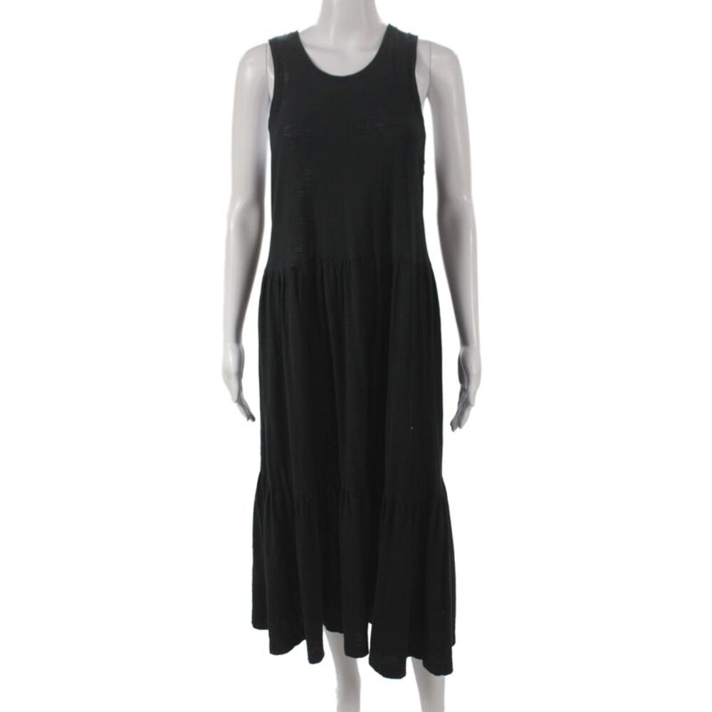 Nation LTD Womens Maxi Dress Black Scoop Neck Sleeveless Pima Cotton Size S